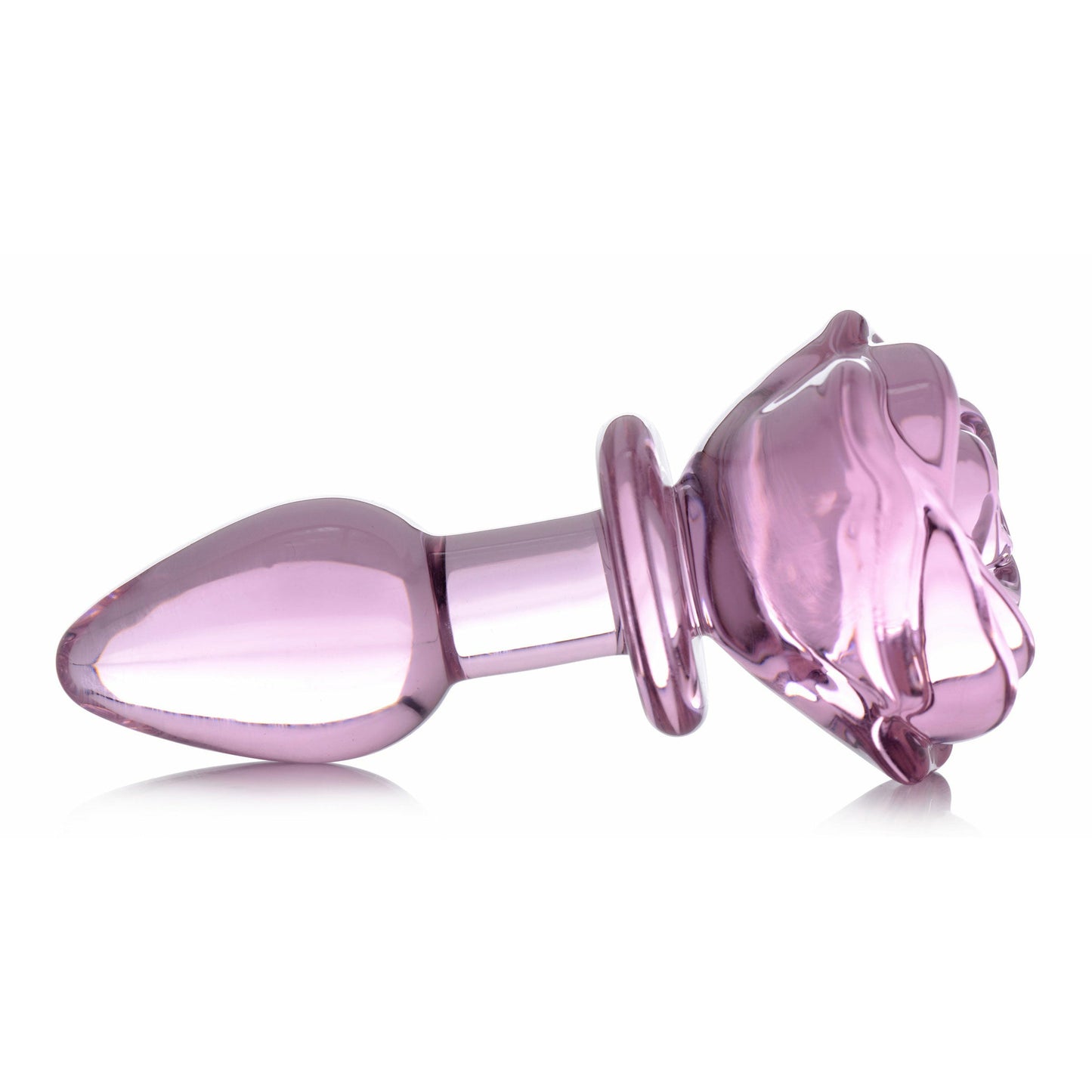 Pink Rose Glass Anal Plug - Small