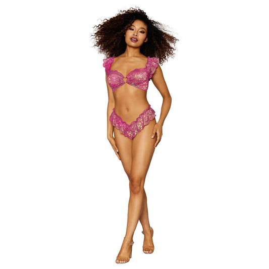Bralette and Thong - One Size - Fuchsia DG-12677FUCHOS