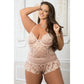 1 Pc Laced Romper With Open Crotch Snap - Queen -  Deep Rose GWD-B2234PQROS