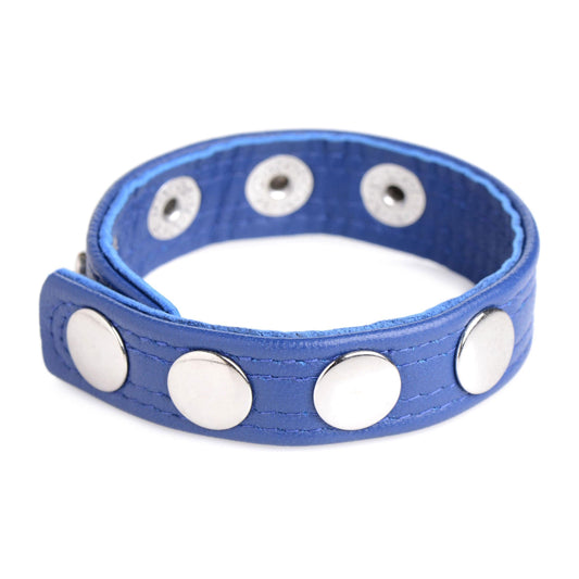 Cock Gear Leather Speed Snap Cock Ring - Blue STR-AG845-BLU