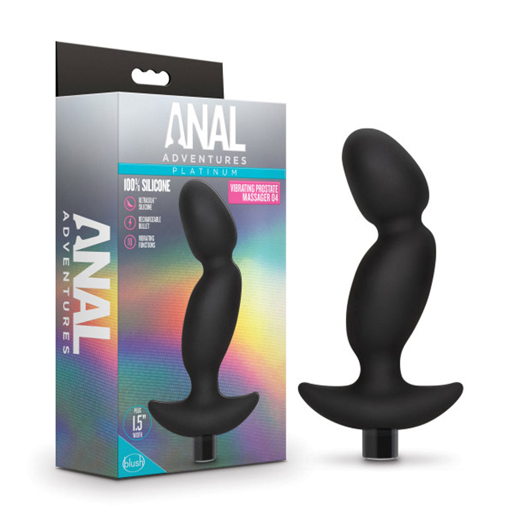 Anal Adventures- Platinum - Silicone Vibrating  Prostate Massager 04-Black