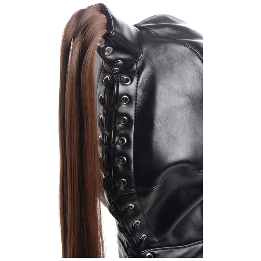 Ponytail Bondage Hood - Black