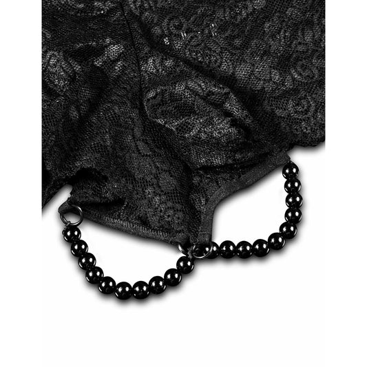 Hookup Panties Pleasure Pearl Boy Shorts - Black - XL - Xxl