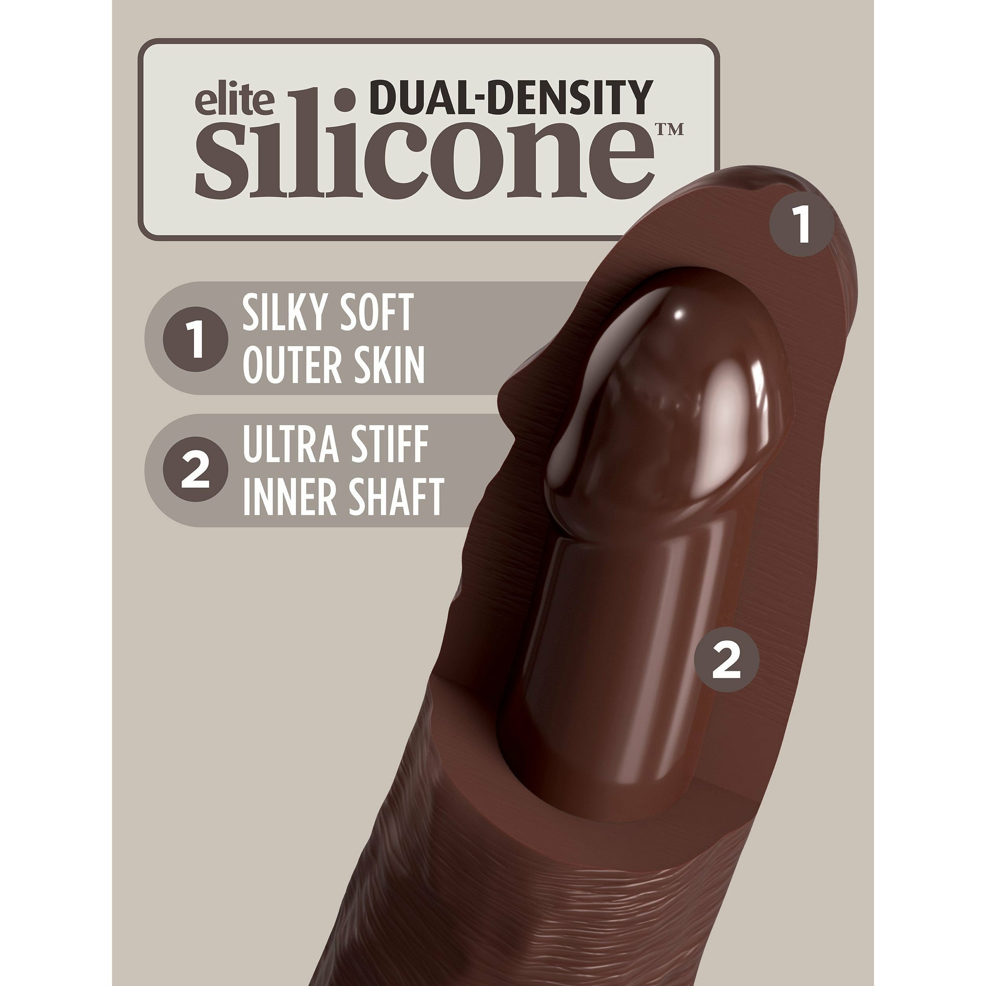 King Cock Elite 9 Inch Vibrating Silicone Dual  Density Cock With Remote - Brown PD5779-29