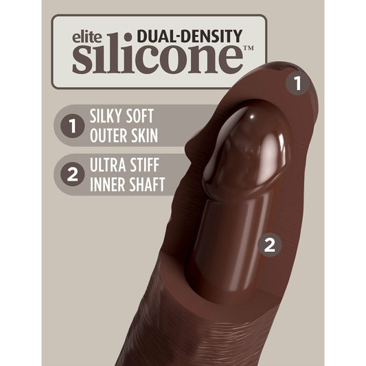 King Cock Elite 9 Inch Vibrating Silicone Dual  Density Cock With Remote - Brown PD5779-29