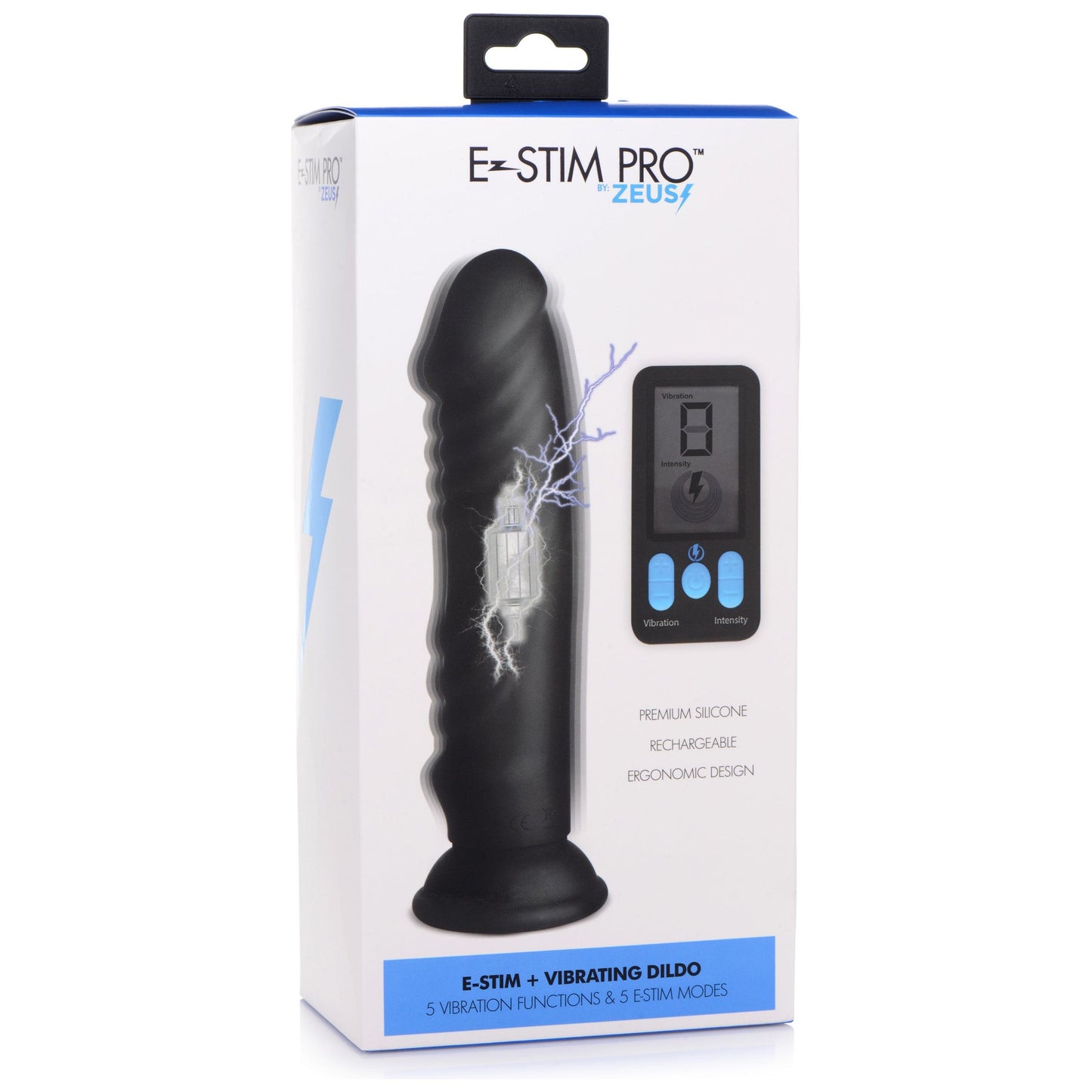 E-Stim and Vibrating Dildo With Remote - Black