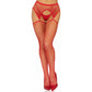 Industrial Net Stocking With O-Ring and Attached  Garter Belt - One Size - Red LA-1784RED