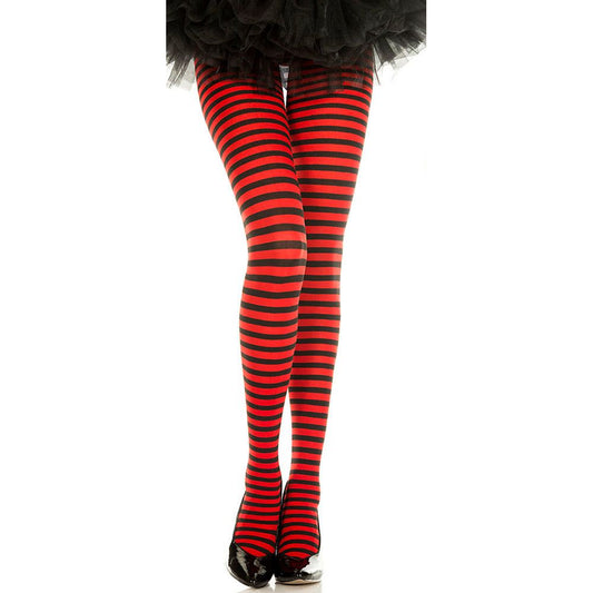 Striped Tights - One Size - Black/red ML-7471-BLKRED