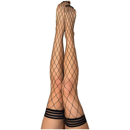 Michelle - Fishnet Thigh High - Size B - Black KX-1324B-BLK-B