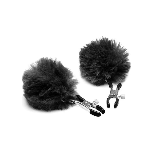Pom Pom Nipple Clamps - Black CH-AG866-BLK