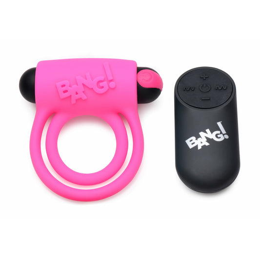 Bang - Silicone Cock Ring and Bullet With Remote Control - Pink BNG-AG572-PNK