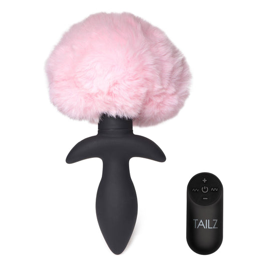 Waggerz Moving and Vibrating Bunny Tail Anal Plug - Pink TZ-AG788