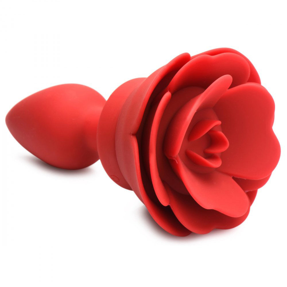 28x Silicone Vibrating Rose Anal Plug With Remote  - Small