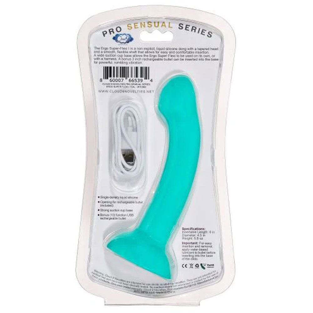 Ergo Super Flexi I Dong Soft and Flexible Liquid  Silicone With Vibrator - Teal