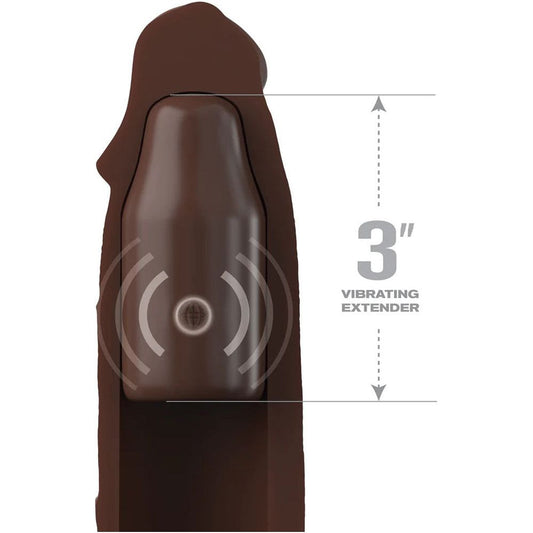Fantasy X-Tensions Elite 9 Inch Sleeve Vibrating 3 Inch Plug With Remote - Brown