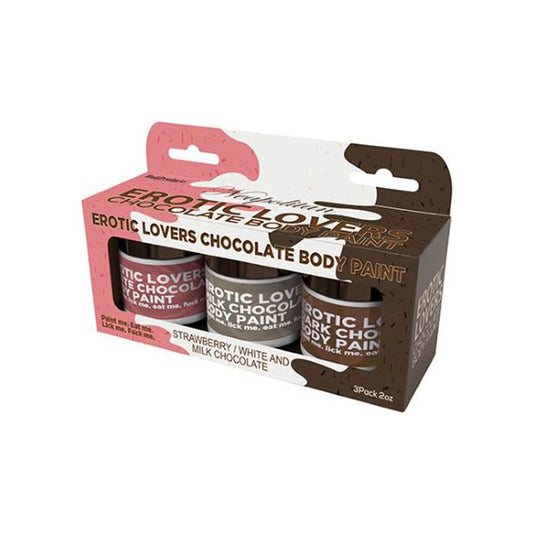 Erotic Lovers Chocolate Body Paint - Neapolitan - White Chocolate, Milk Chocolate and Strawberry - (3 Pack) HTP3474