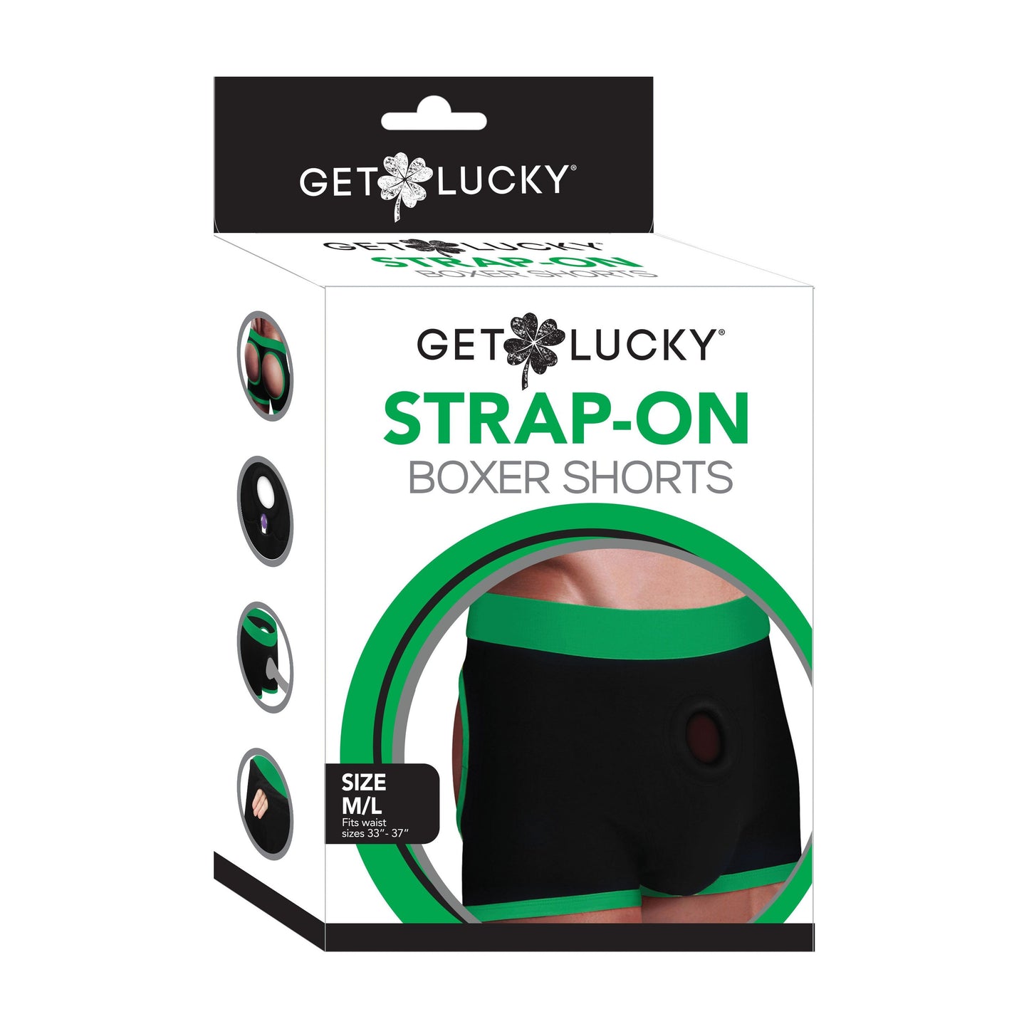 Get Lucky Strap on Boxer Shorts - Medium/large -  Black/green