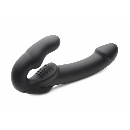 Evoke Rechargeable Vibrating Silicone Strapless Strap on - Black SU-AF624-BLK