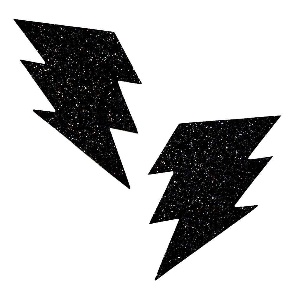 Black Malice Glitter Lightning Bolt Nipztix  Pasties NN-BM-BLT-NS