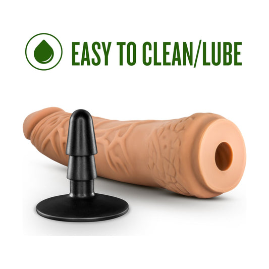 Lock on - Hexanite - 7.5 Inch Dildo With Suction  Cup Adapter - Mocha