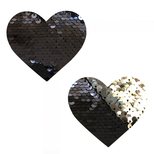 Sequin Medusa Magic Flip Black to Silver I Heart U Nipztix Pasties NN-SQ-MED-NS