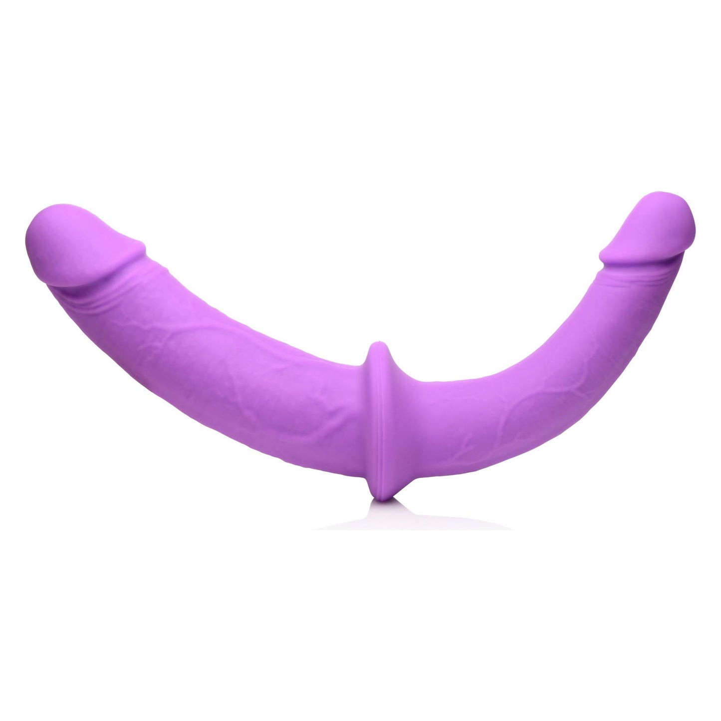 Double Charmer Silicone Double Dildo With Harness  - Purple