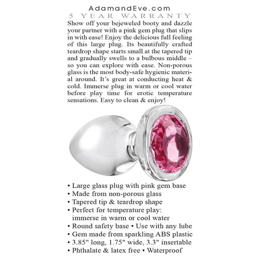 Pink Gem Glass Plug - Large - Pink