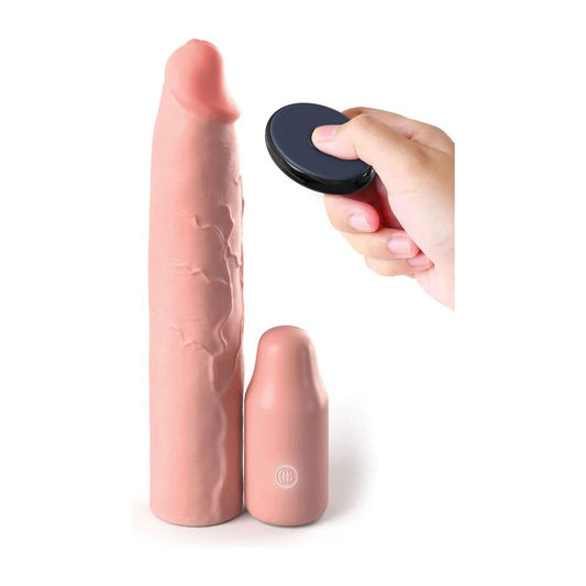 Fantasy X-Tensions Elite 9 Inch Sleeve Vibrating 3 Inch Plug With Remote - Light PD4155-21