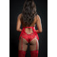 2pc O-Ring Babydoll Zip Crotch Teddy and Stocking One Size - Candy Red