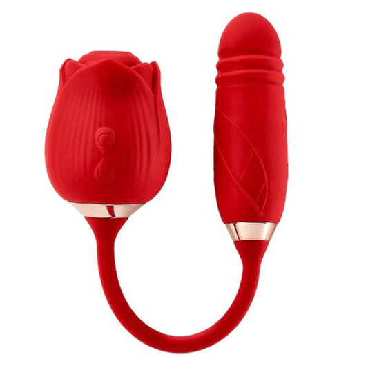 Cloud 9 Rose Plus With Thrusting Pleasure Stem Dual Stimulation - Red WTC947R