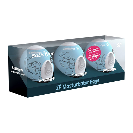 3 Pc Set Masturbator Egg - Savage - Blue SAT-9043484