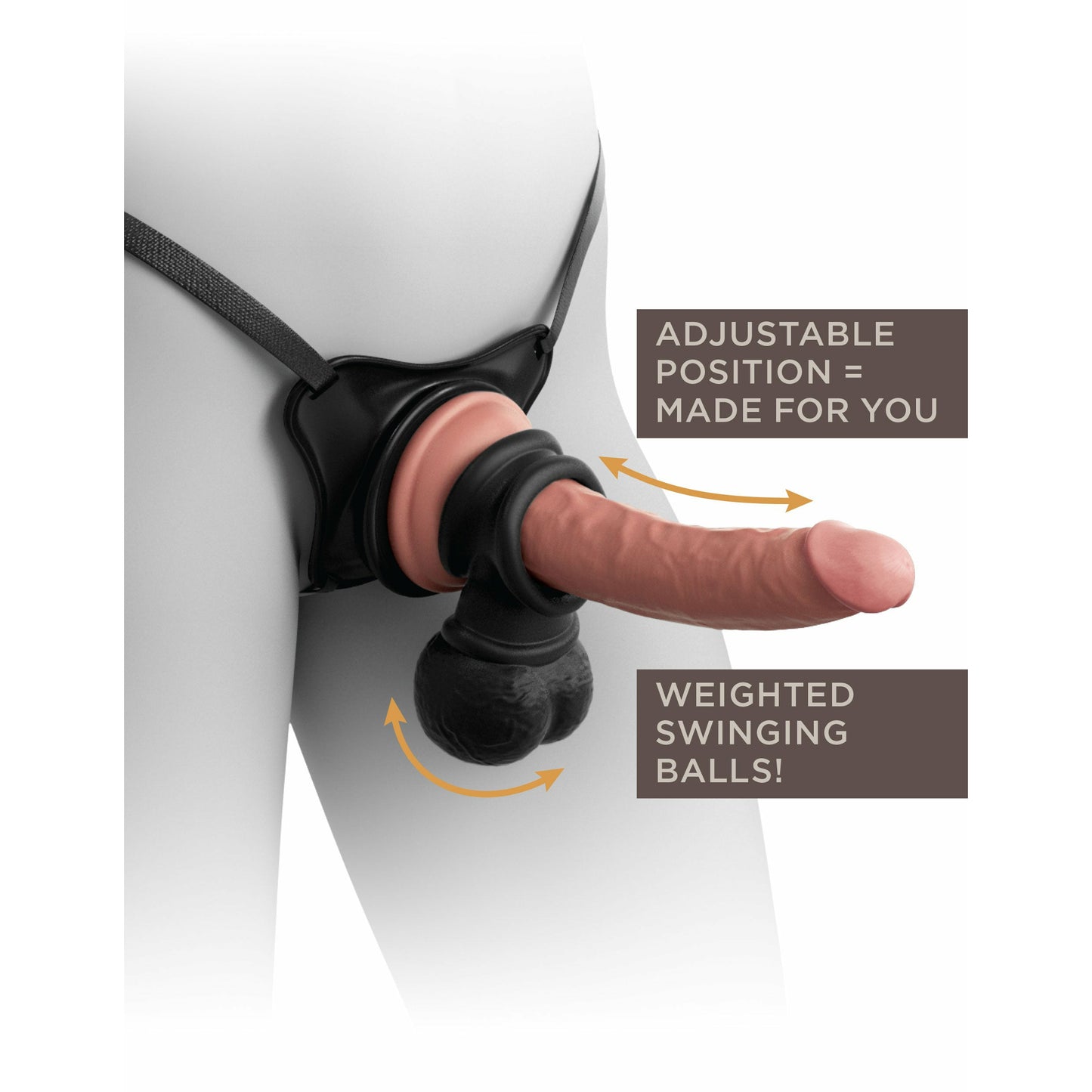 King Cock Elite Deluxe Silicone Body Dock  Kit  -  Harness and 8 Inch Dildo - Light