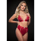 2 Pc Sexy and Sultry High Waist Panty and Bra - One Size - Red GWD-BL2250RED
