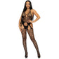 Seamless Heart Net Suspender Bodystocking - One  Size - Black LA-89306BLKOS