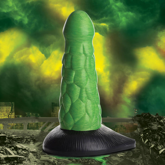 Cc - Radioactive Reptile Thick Scaly Silicone  Dildo - Green CC-AG872-GRN