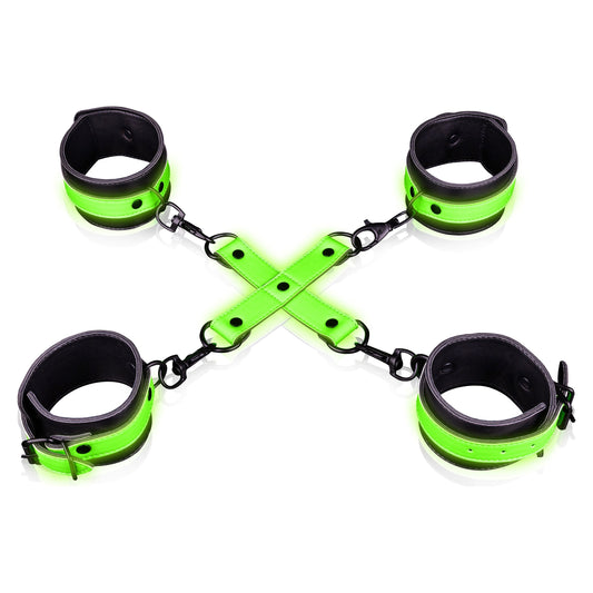 Hand and Ankle Cuffs With Hogtie - Glow in the  Dark OU-OU727GLO