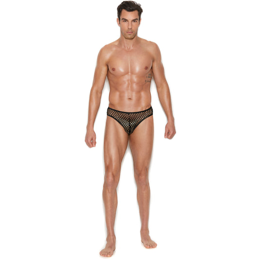 Men's Fishnet Thong Back Brief - Large/xlarge - Black EM-82928BLKLXL