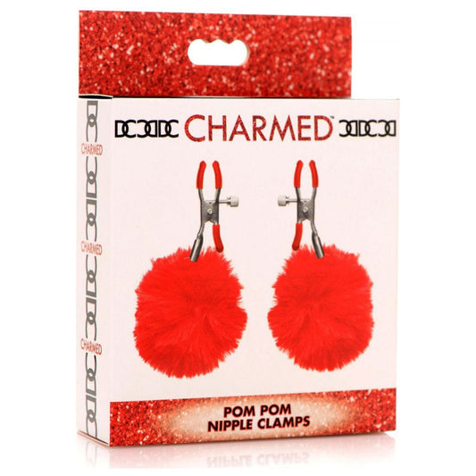 Pom Pom Nipple Clamps - Red