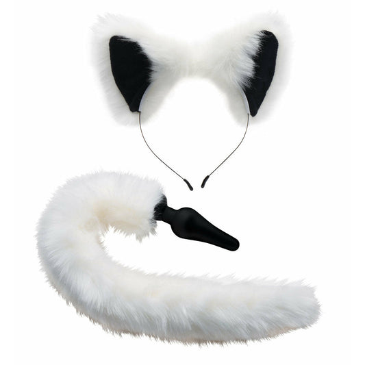 White Fox Tail Anal Plug and Ears Set TZ-AF603