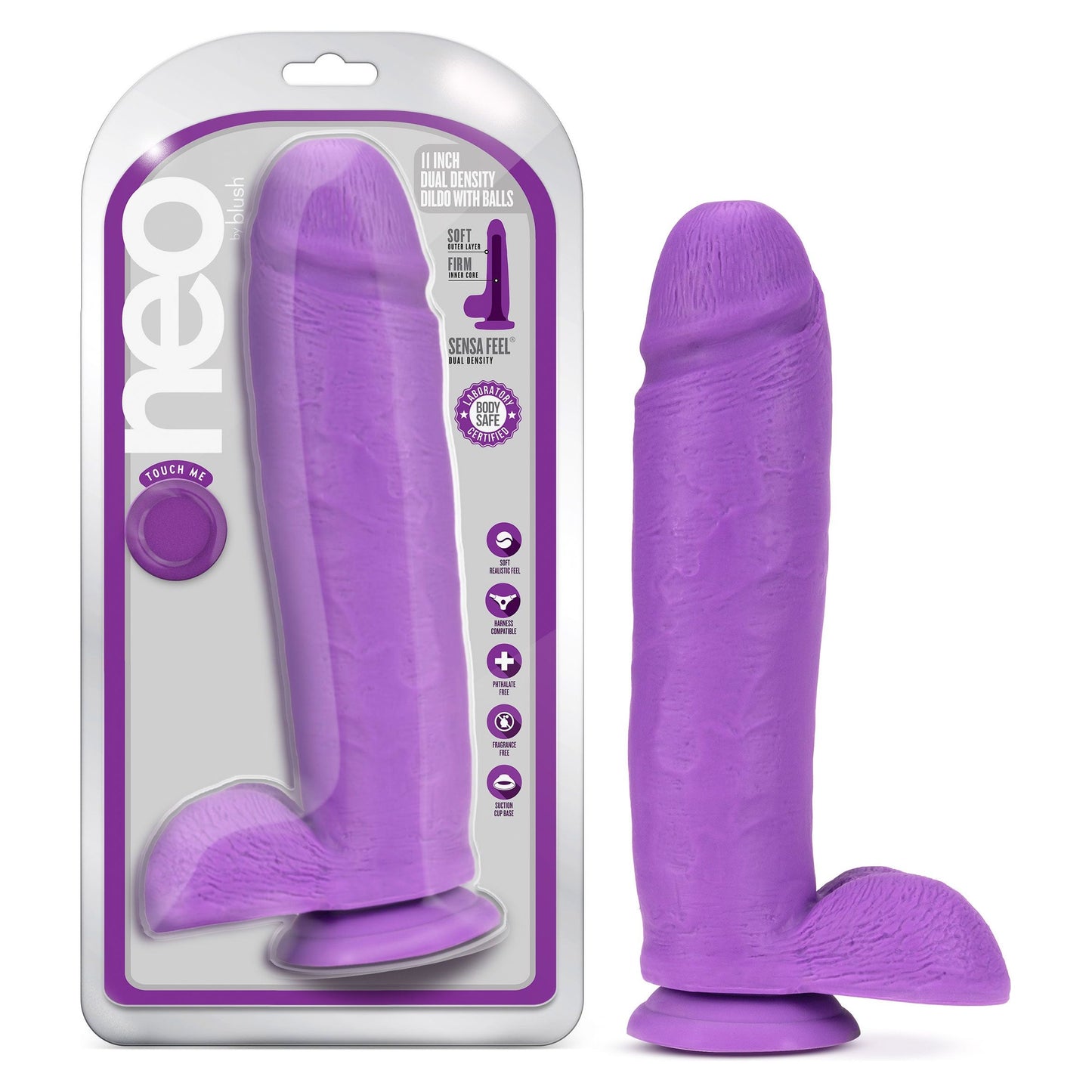 Neo - 11 Inch Dual Density Dildo - Neon Purple