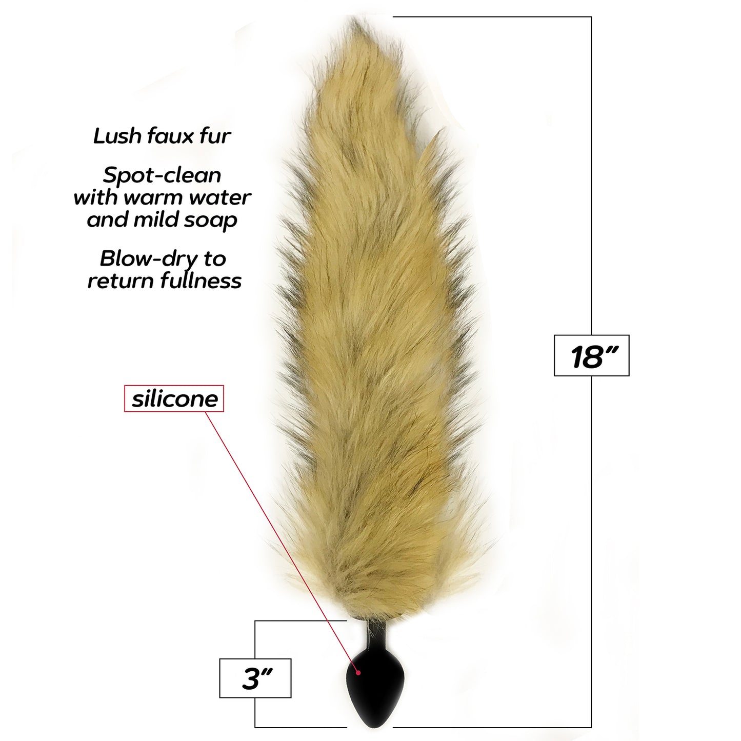 Foxy Fox Tail Silicone Butt Plug - Gold