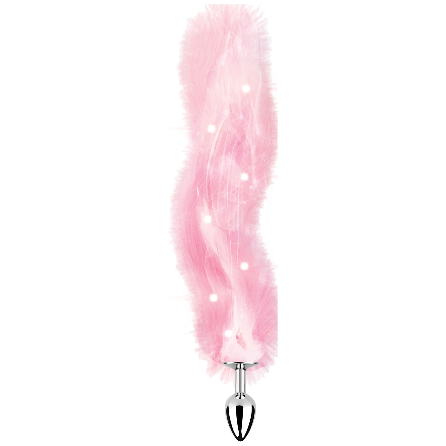 Foxy Tail - Light Up Faux Fur Butt Plug - Pink Plug - Pink HTP3480