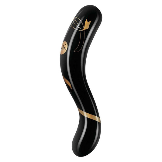 Secret Kisses - 7 Inch Handblown Double Ended Dildo - Black SK-3006