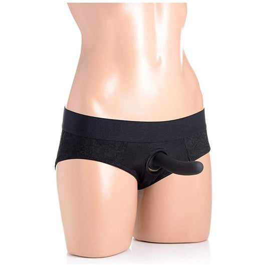 Lace Envy Crotchless Panty Harness - 2xl - Black SU-AG453-2XL