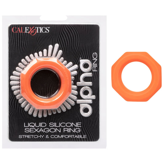 Alpha Liquid Silicone Sexagon Ring - Orange