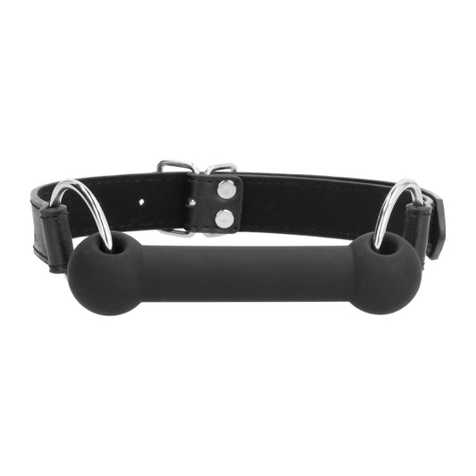Silicone Bit Gag With Adjustable Bonded Leather Straps - Black OU-OU678BLK