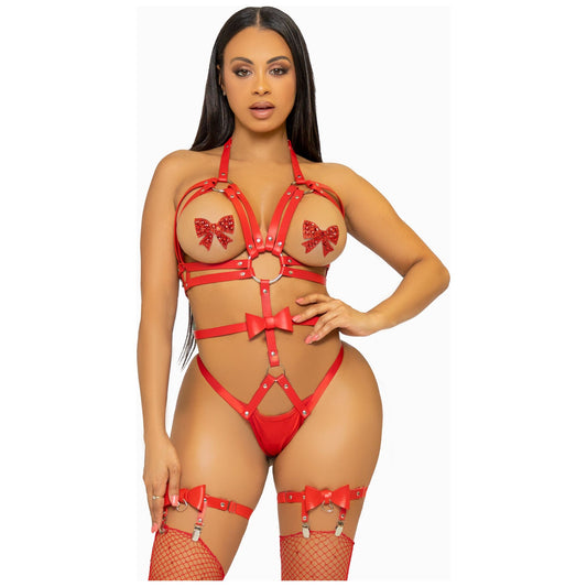 Convertible Vegan Leather O-Ring - Large - Red LA-KI4037REDL