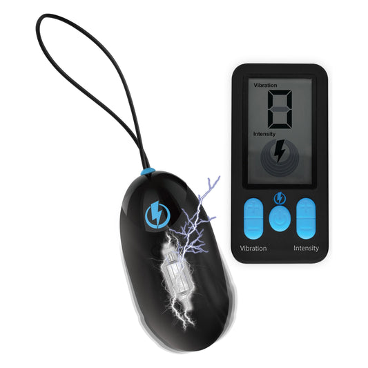 E-Stim Pro Silicone Vibrating Egg With Remote Control - Black ZE-AG662