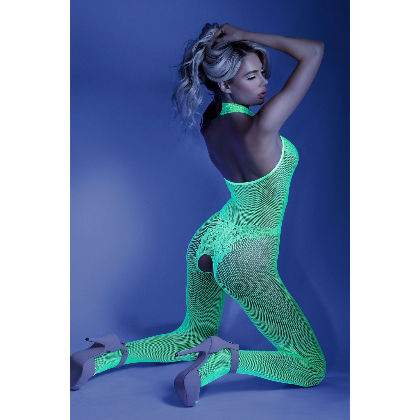 Moonbeam Crotchless Bodystocking - One Size - Neon Green