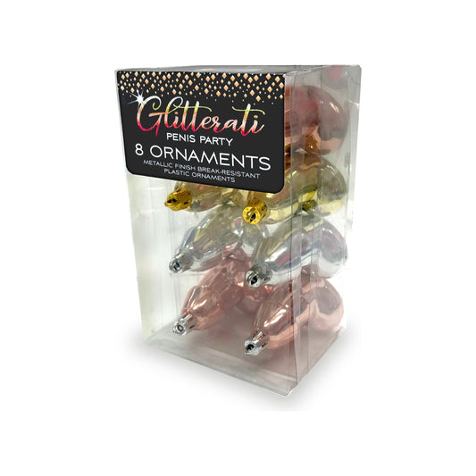 Glitterati Penis Party Ornaments 8 Pcs - Rose Gold LG-CP1081